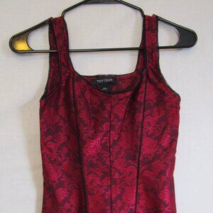 Red Rose Pattern White House Black Market Corset Tank Top